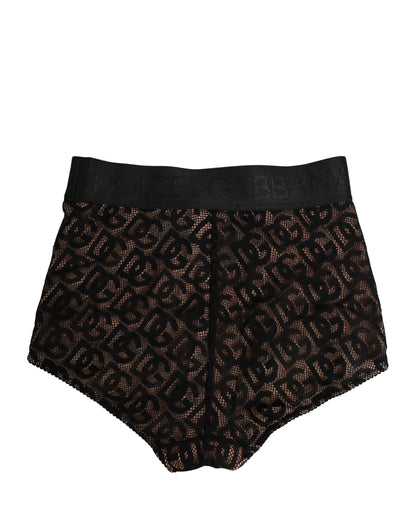 Dolce & Gabbana Black Cotton DG Logo High Waist Girdle Underwear