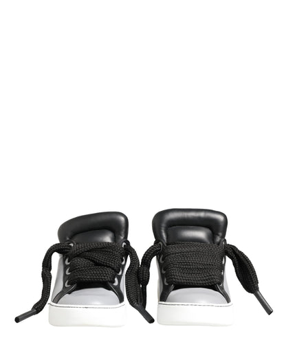 Dolce & Gabbana Gray Leather Low Top Lace Up Sneakers Shoes
