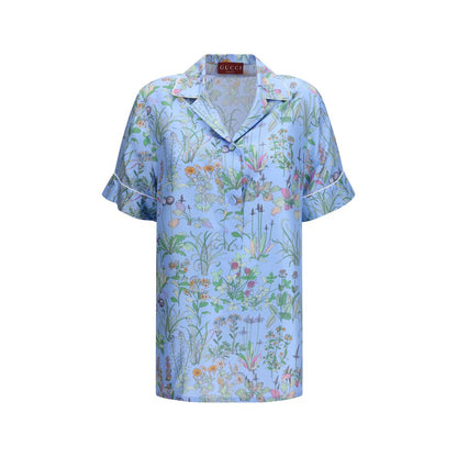 Gucci Blue Silk Shortsleeve Shirt
