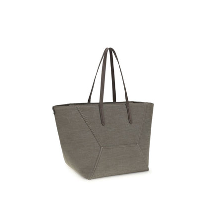 Brunello Cucinelli Brown Cotton Shoulder Bag