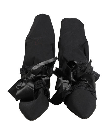 Dolce & Gabbana Black Suede Mid Calf Boots Shoes