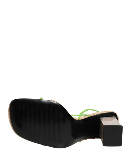 Dolce & Gabbana Multicolor Leather Block Heels Sandals Shoes
