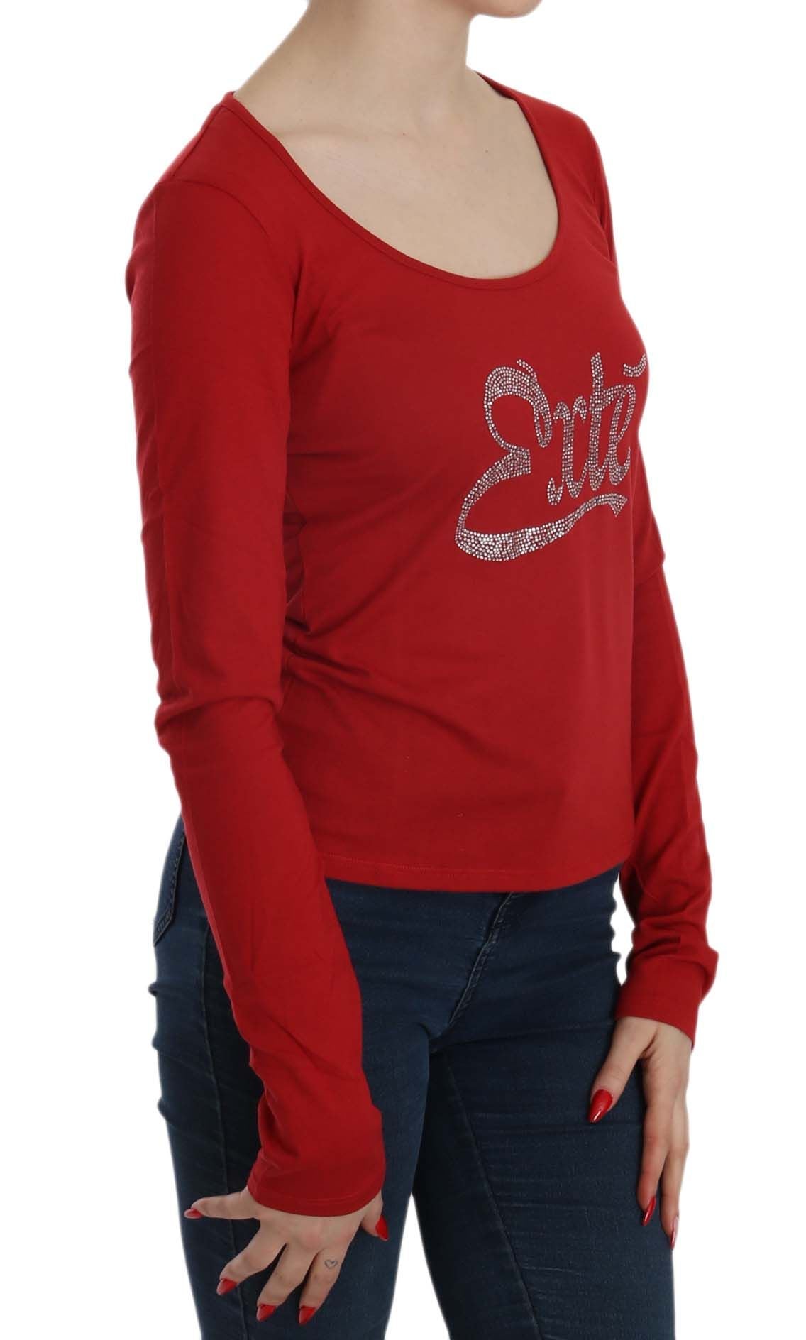 Exte Red Crystal Embellished Long Sleeve Blouse