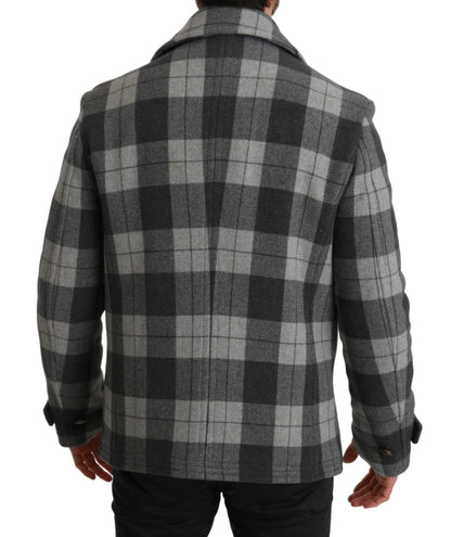 Dolce & Gabbana Gray Check Wool Cashmere Coat Jacket