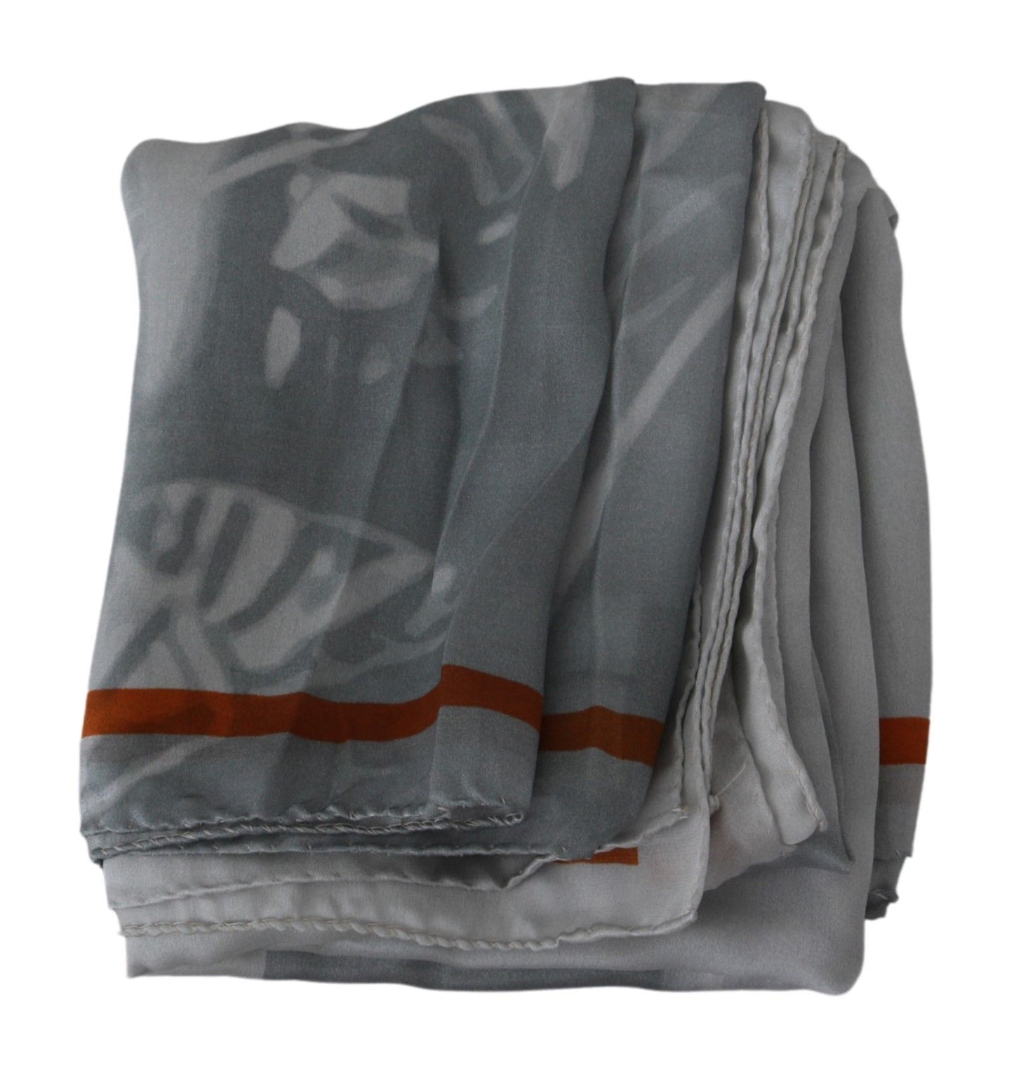 Costume National Gray Red Silk Shawl Foulard Wrap Scarf