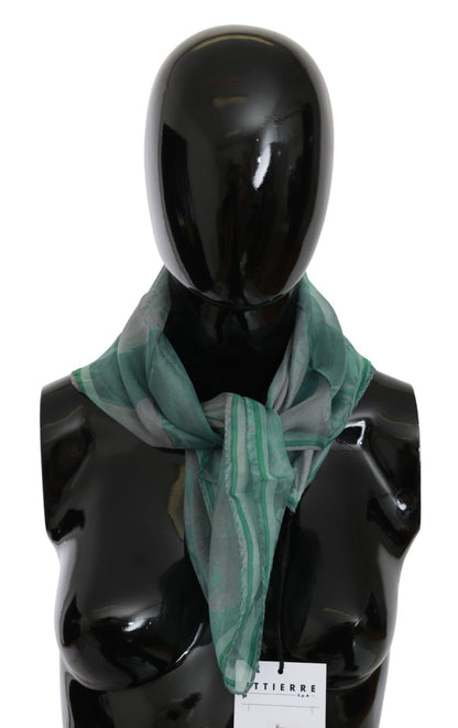 Costume National Green Silk Shawl Foulard Wrap Scarf