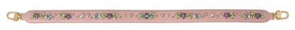 Dolce & Gabbana Pink Leather Crystal Stud Accessory Shoulder Strap
