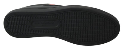 Dolce & Gabbana Black Leather Love Heart Sneakers Womens Shoes