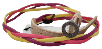 Costume National Multicolor Twisted Leather Circle Buckle Belt