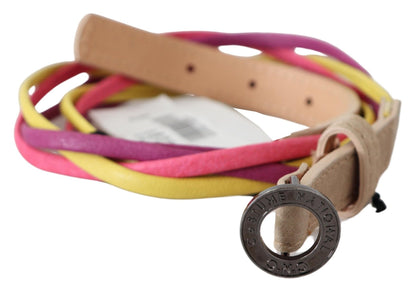 Costume National Multicolor Twisted Leather Circle Buckle Belt