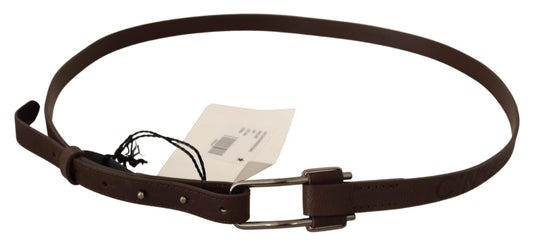 Costume National Brown WX Silver Metal Buckle Belt