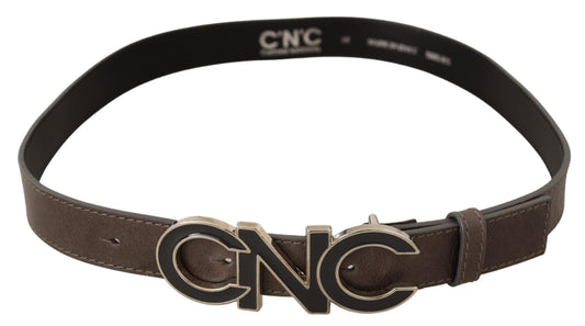 Costume National Brown Letter Logo Buckle Belt