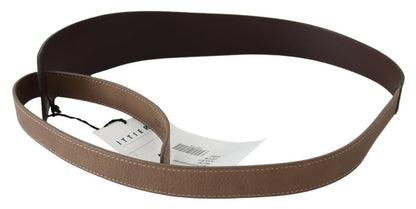 GF Ferre Brown Genuine Leather Logo Wide Waist Belt