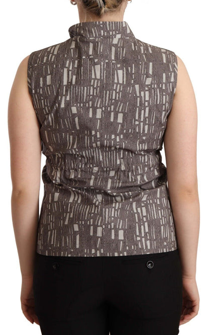 Comeforbreakfast Brown Black Vest Leather Sleeveless Top Blouse