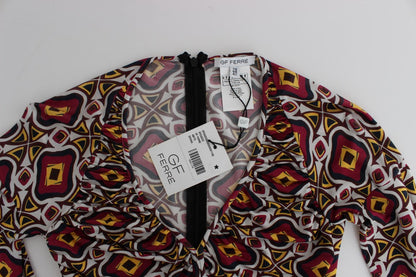 GF Ferre Multicolor Longsleeved Viscose Shift Dress