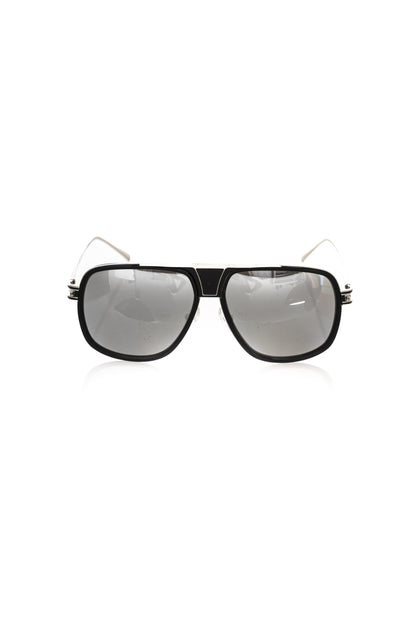 Frankie Morello Black Metallic Fibre Men Sunglass