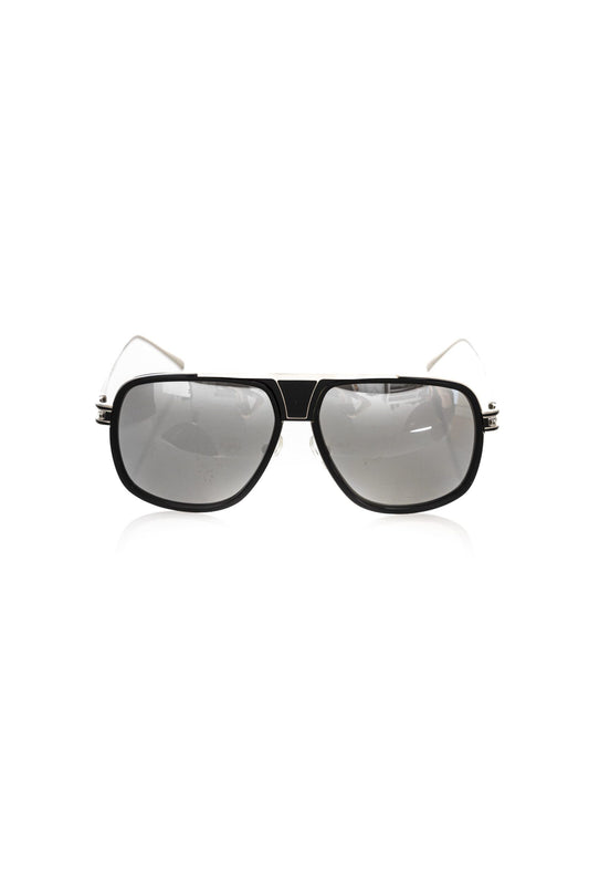 Frankie Morello Black Metallic Fibre Men Sunglass