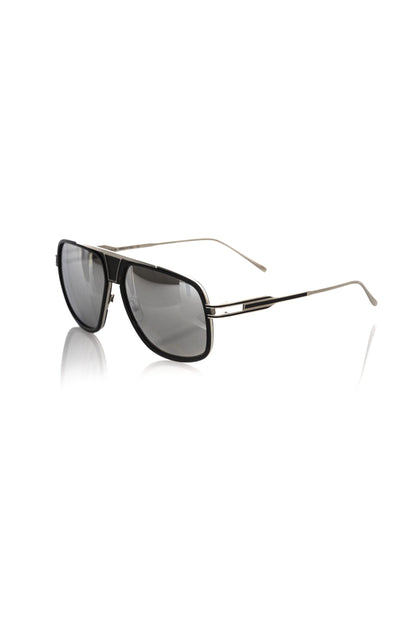 Frankie Morello Black Metallic Fibre Men Sunglass