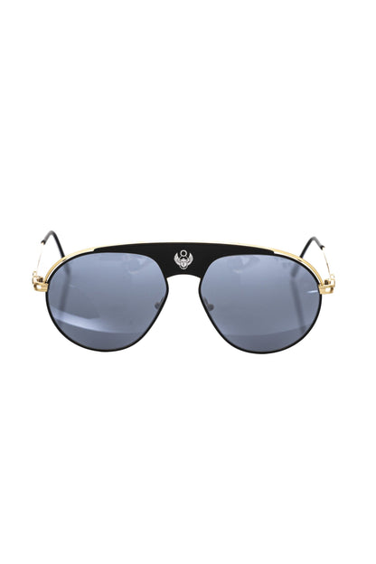 Frankie Morello Black Metallic Fiber Men Sunglasses