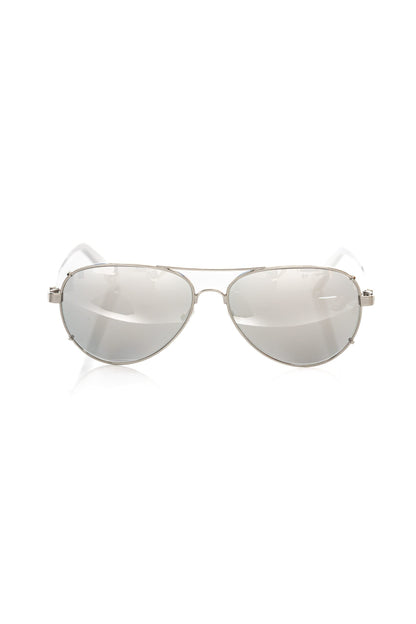Frankie Morello Silver Metallic Fibre Men Sunglass