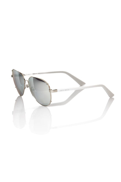 Frankie Morello Silver Metallic Fibre Men Sunglass