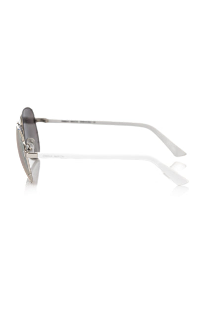 Frankie Morello Silver Metallic Fibre Men Sunglass