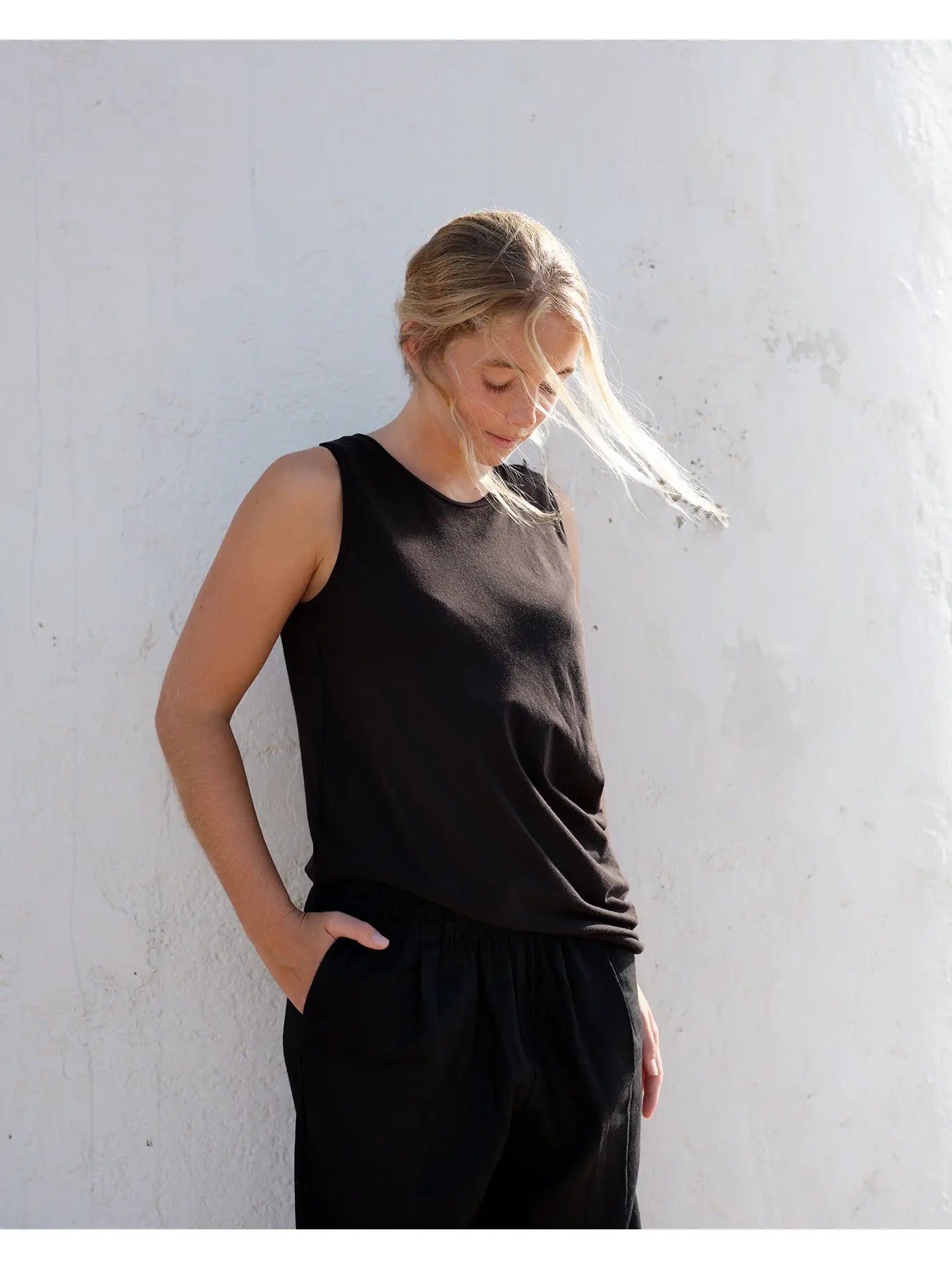 109 Teix Draped Tank Top in the Softest Bamboo Jersey BLACK