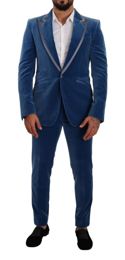 Dolce & Gabbana Blue SICILIA Velvet Slim Fit 2 Piece Suit