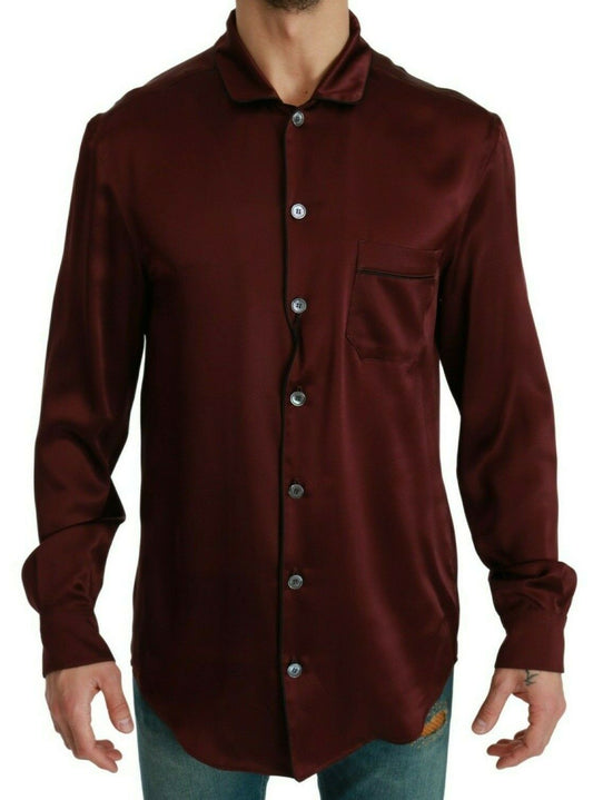 Dolce & Gabbana Bordeaux Silk Pajama Casual Shirt