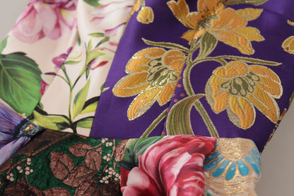 Dolce & Gabbana Dress Midi Patchwork Floral Jaquard Silk