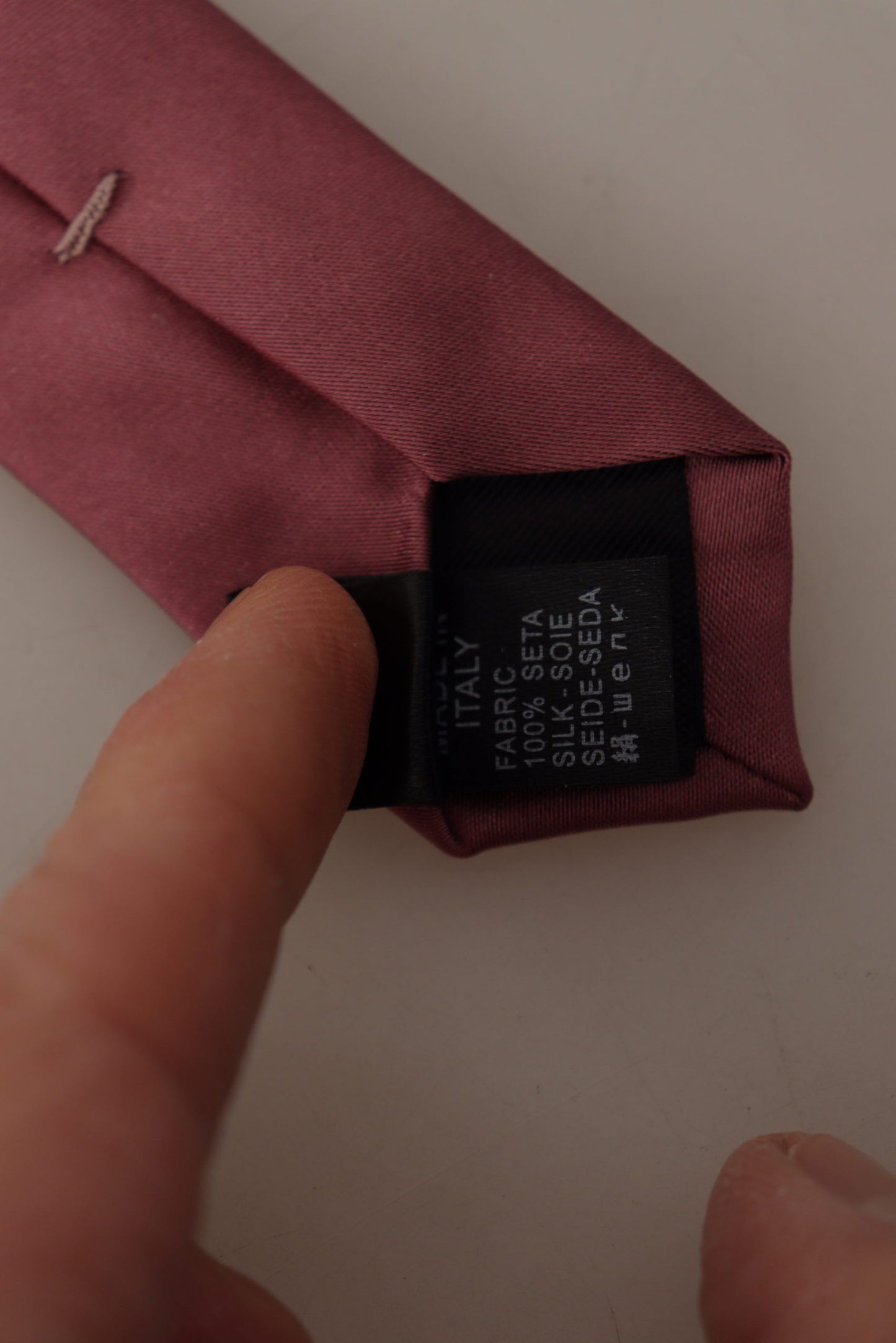 Dolce & Gabbana Pink Solid Print Silk Adjustable Necktie Accessory Tie