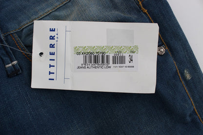 Acht Blue Wash Denim Cotton Stretch Baggy Fit Jeans