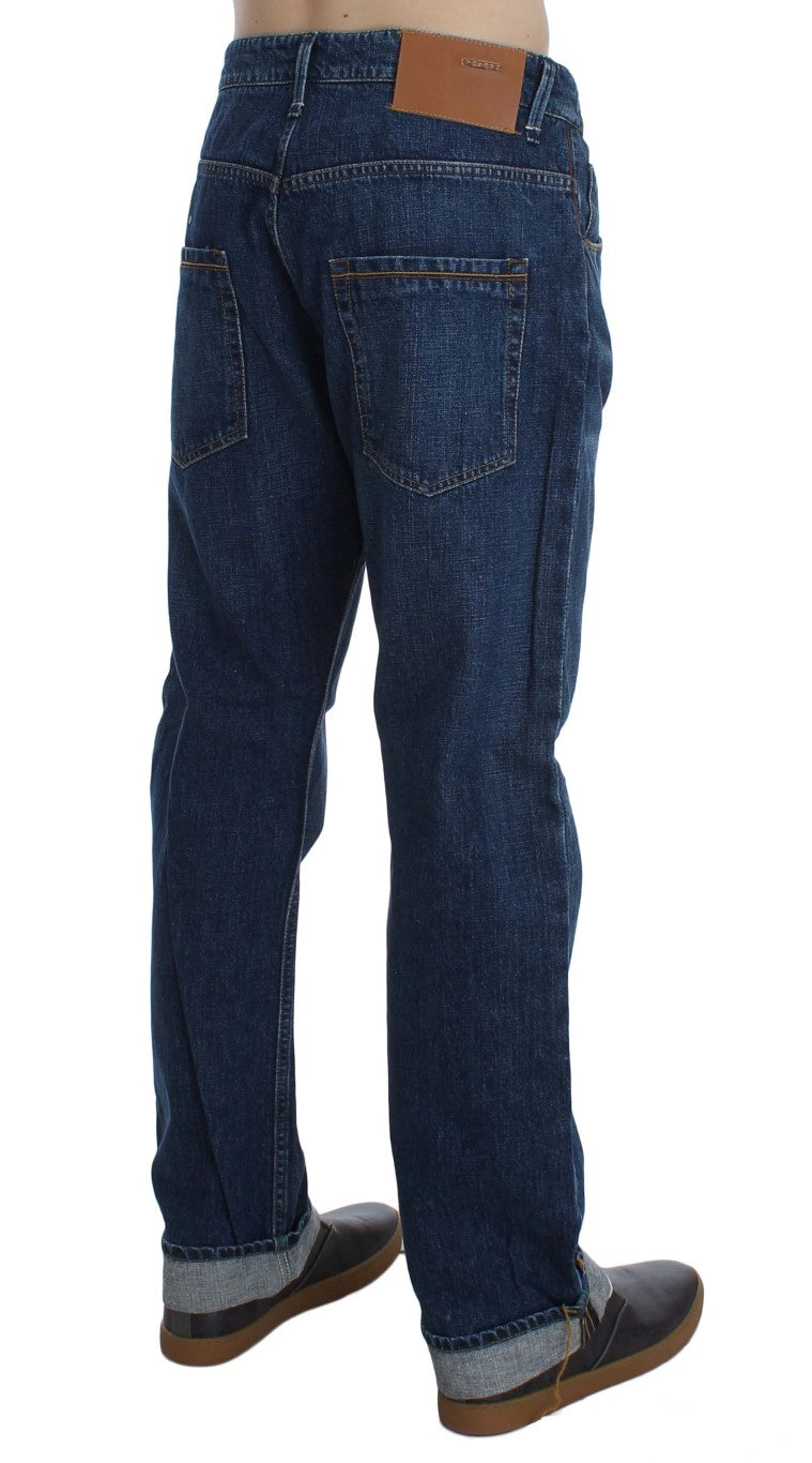 Acht Blue Wash Cotton Baggy Loose Fit Jeans