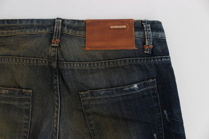 Acht Blue Wash Cotton Regular Straight Fit Jeans