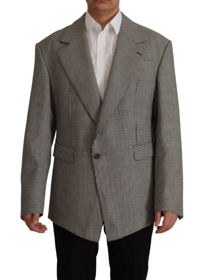 Dolce & Gabbana Gray Checkered Single Breasted Jacket Blazer