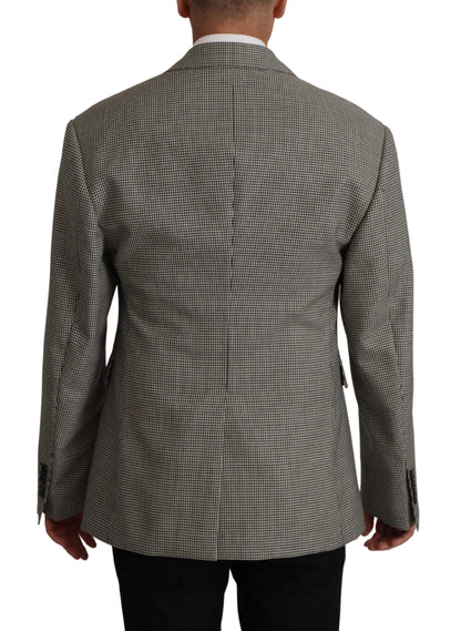 Dolce & Gabbana Gray Checkered Single Breasted Jacket Blazer