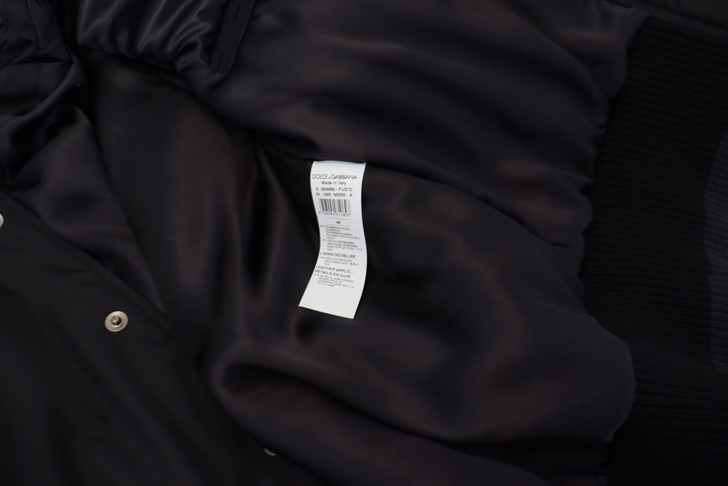 Dolce & Gabbana Black Nylon Crystals Coat Buttons Jacket