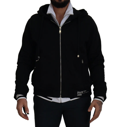 Dolce & Gabbana Black Polyester Hooded Full Zip Jacket