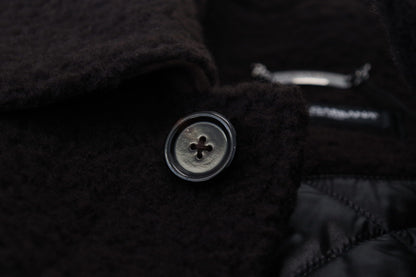 Dolce & Gabbana Black Alpaca Button Down Trench Coat Jacket
