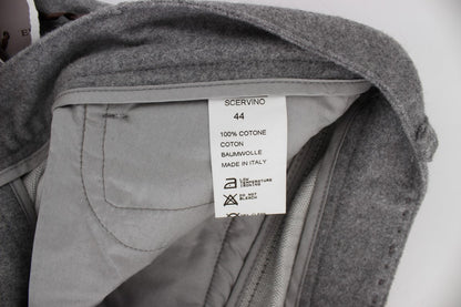 Ermanno Scervino Gray Cotton Straight Fit Casual Pants