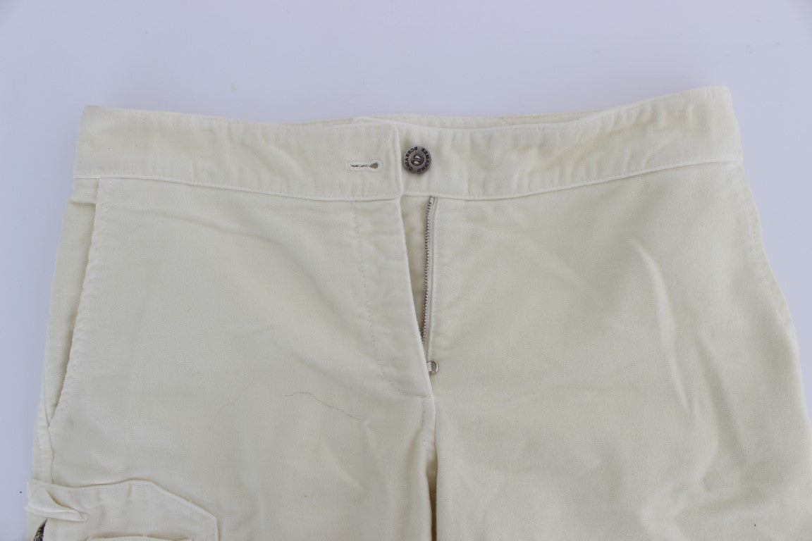 Ermanno Scervino Beige Cotton Capri Cropped Cargo Pants