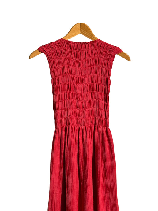 735 Alber Gathered Dress in Organic Cotton Muslin     Fluorescent yellow