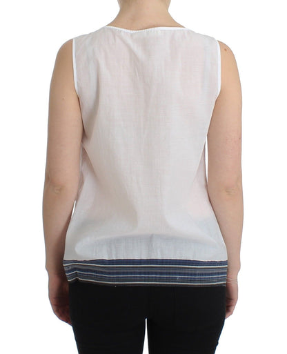 Ermanno Scervino White Blue Top Blouse Tank Shirt Sleeveless