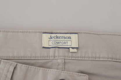 Jeckerson Gray Cotton Tapered Men Casual Pants