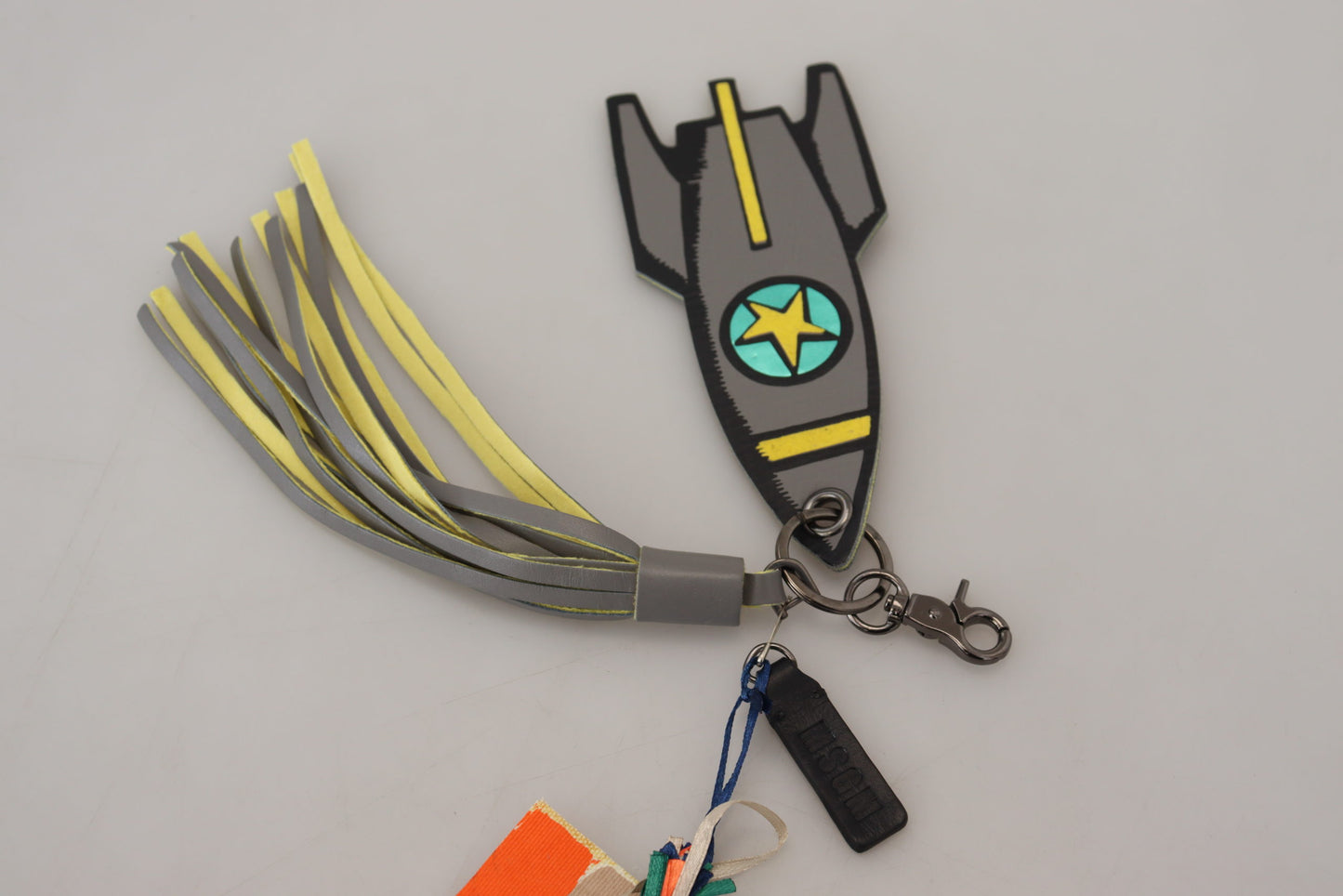 MSGM Multicolor Rocket Ship Silver Tone Metal Keychain