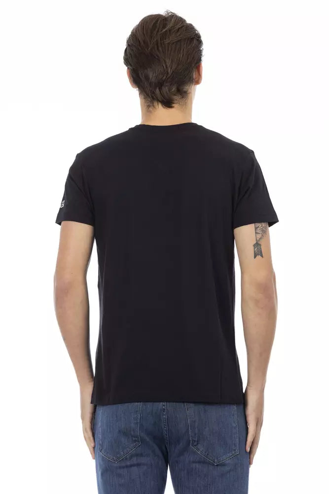 Trussardi Action Black Cotton Men V-Neck T-Shirt