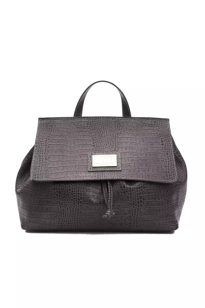 Pompei Donatella Gray Leather Women Shoulder Bag