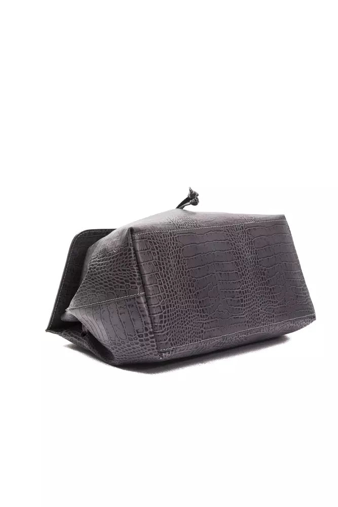 Pompei Donatella Gray Leather Women Shoulder Bag