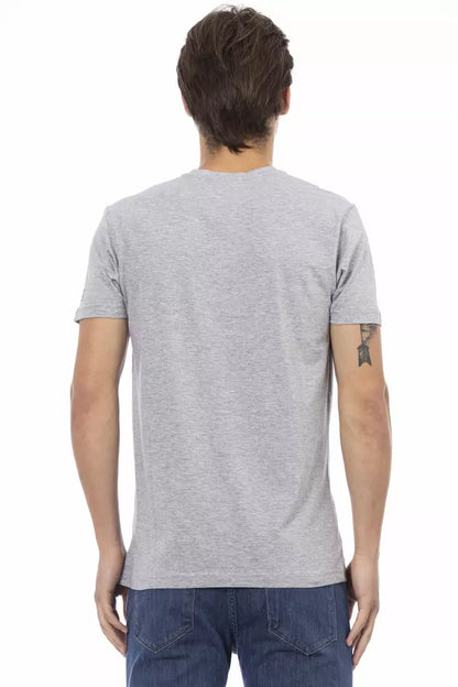 Trussardi Action Gray Cotton Men's V-Neck T-Shirt