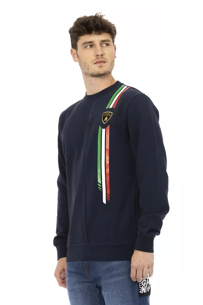 Automobili Lamborghini Blue Cotton Men's Sweater